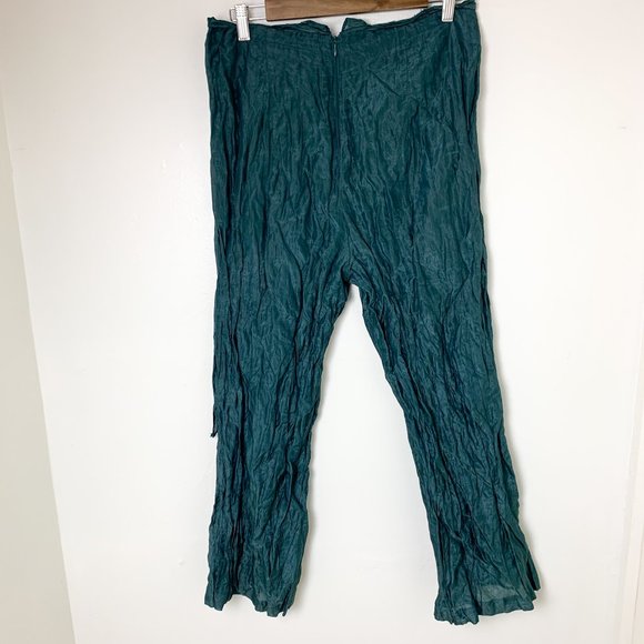 NWT Colour 5 Power green silk blend crinkle pant trouser large - Picture 5 of 7